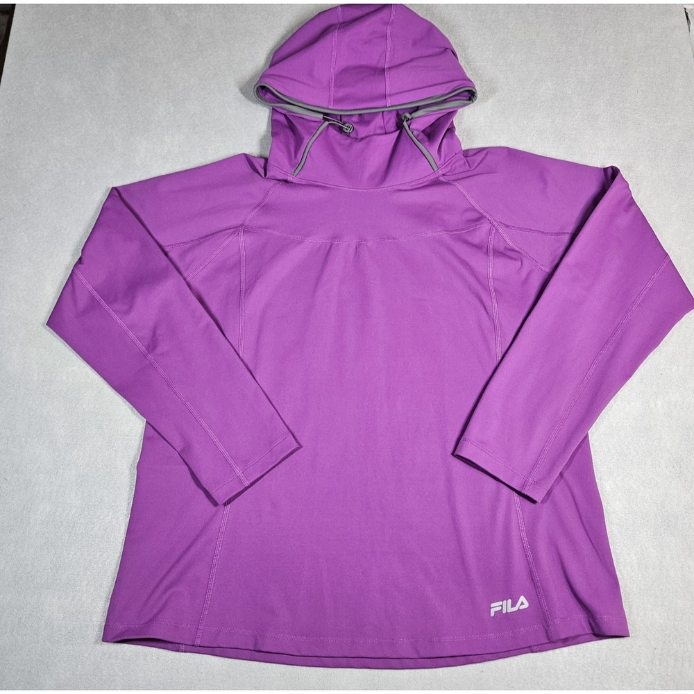 FILA Womens Purple Long Sleeve Pullover Hooded Athletic Top Size XL